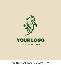 Graceful Flowing Leaf Logo Design for Natural and Sustainable Branding

