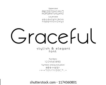 Graceful font. Vector alphabet letters and numbers. Typeface design. 
