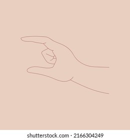 Graceful gestures by female hands, vector line art, element for design, logo.