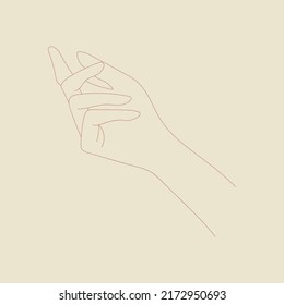 Graceful gestures by female hands, vector line art, element for design, logo.