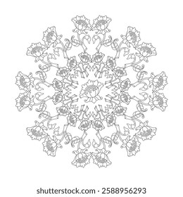 Graceful Gestures Mandala coloring book page for Kids. Easy Mandala Coloring Book Pages for Adults to Relax, Experiences Give Relief. Resizeable Vector File