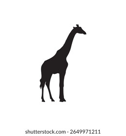 Graceful Giraffe Silhouette - Safari Wildlife Icon on white background