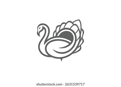 Graceful Gobbler A Modern Turkey in Line Art