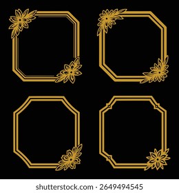 Graceful Gold Floral Borders Decorative Collection Fluid Premium Form