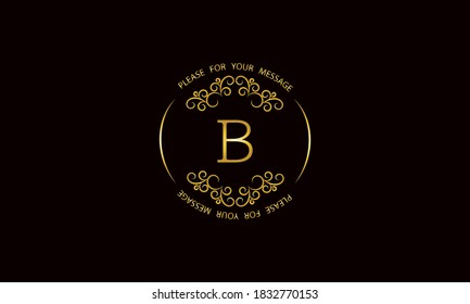 Graceful gold monogram design template. Elegant logo with B sign for royalty, business card, boutique, hotel, heraldic, jewelry.