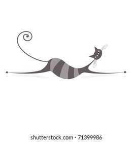 Graceful grey striped cat for your design