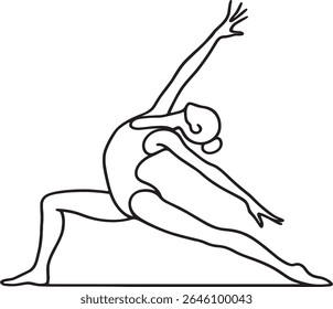"Silhueta de Pose de Exercício de chão de ginasta graciosa"