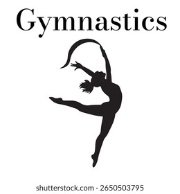 Gimnast gracioso em uma pose de silhueta poderosa.