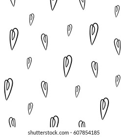 Graceful hearts seamless pattern. Hand drawn romantic ornament for wrapping paper. Vector pattern for banners, cards and posters, for invitation on weddings and wall-papers for pretzel theme.