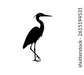 Graceful Heron Silhouette Majestic Wading Bird in Natural Habitat Wildlife Vector Art