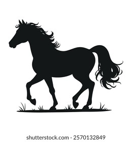 Graceful horse silhouette in black, perfect for animal and nature designs