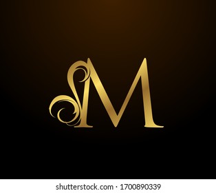 Graceful Initial M Gold Letter Logo Stock Vector (Royalty Free ...