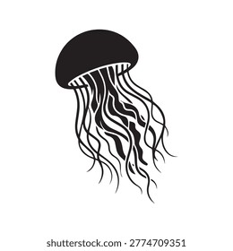 Graceful jellyfish silhouette vector illustration for aquatic and marine life design concepts