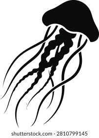 Graceful Jellyfish Silhouette Vector IllustrationGraceful Jellyfish Silhouette Vector Illustration