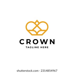 Graceful linear crown logo design template. Creative royal king queen symbol. Premium boutique, jewelry, wedding salon logotype design concept icon.