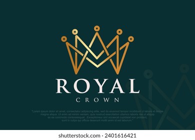 Graceful linear crown logo design vector. Creative royal king and queen symbol . Vector illustration