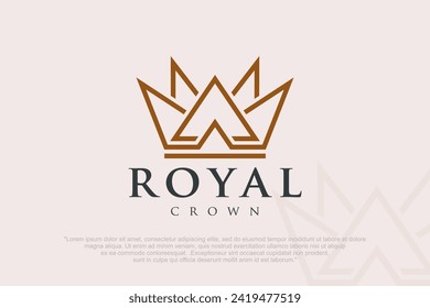 Graceful linear crown logo design . Creative royal king queen symbol. Vector illustration