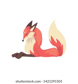 Graceful Lying Red Fox Character Cartoon Vector Illustration