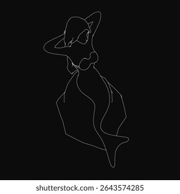 A graceful mermaid in a flowing dress dances elegantly against a dark background, her silhouette captured in intricate black and white line art. The detailed illustration evokes a dreamy, ethereal.