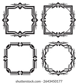 Graceful and Modern Vintage Decorative Floral Border Vector Set Packs
