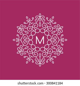 Graceful monogram design template. Elegant line art logo design elements, vector illustration. It can be change color.