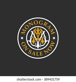 Graceful monogram emblem template. MM monogram logo design template