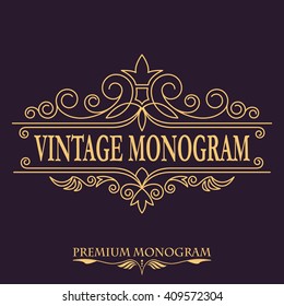 Graceful monogram. Vector illustration. Elegant emblem logo for restaurants, hotels, bars and boutiques. It can be used to design business cards, invitations, booklets and brochures