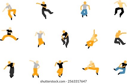 Graceful Movement Dancing Vector Illustration Clip Art,Modern Dance Silhouettes Clip Art Illustration