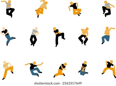 Graceful Movement Dancing Vector Illustration Clip Art,Modern Dance Silhouettes Clip Art Illustration