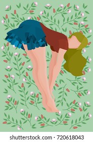 Graceful Nymph. Vector illustration of a young girl.