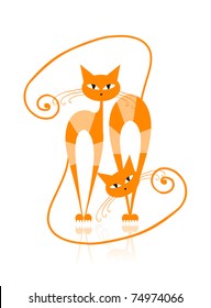 Graceful orange striped cat for your design