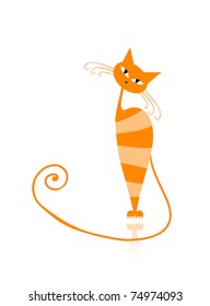 Graceful orange striped cat for your design
