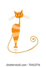 Graceful orange striped cat for your design