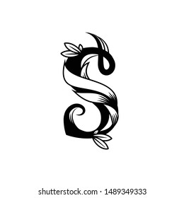 Graceful, original letter S. Vector. 