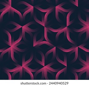 Graceful Ornament Seamless Pattern Trend Vector Noir Purple Abstract Background. Pink Black Half Tone Art Illustration for Textile Print. Repetitive Graphic Abstraction Wallpaper Dot Work Texture