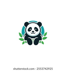 Graceful panda vector logo design