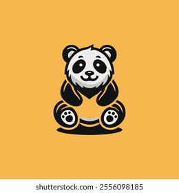 Graceful panda vector logo design