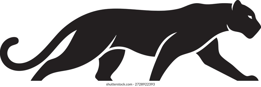 Graceful Panther Walking Vector Illustration: Majestic Big Cat Silhouette for Luxury, Strength, and Branding