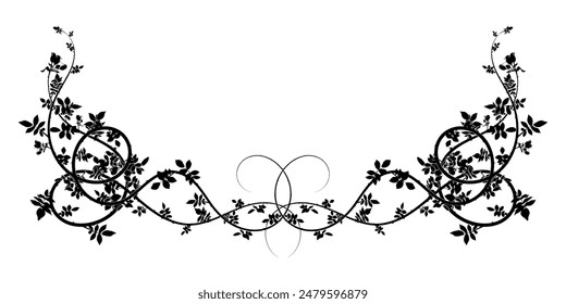 graceful pattern element of intertwined hawthorn and hop plants. stock vector image