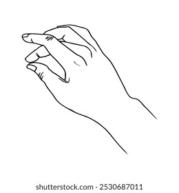 graceful right hand fingers. typing concept - hand drawn line sketch