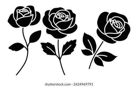 Graceful Rose Line Art Collection