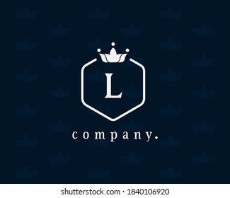 Graceful royal style crown vector. Elegant letter L beautiful calligraphic logo. Vintage emblem for book design, hotel, restaurant, business identity, business card, boutique, cafe, wedding.