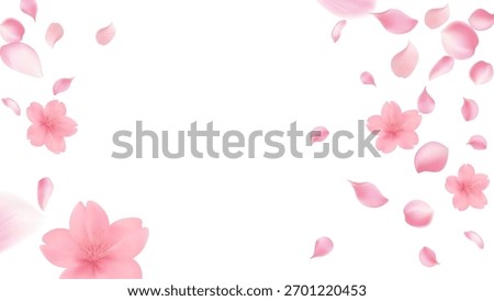 graceful Sakura flower background Soft pink cherry blossoms and delicate petals gently scatter on white space Ideal for spring themed banners romantic wedding designs or Japanese cultural