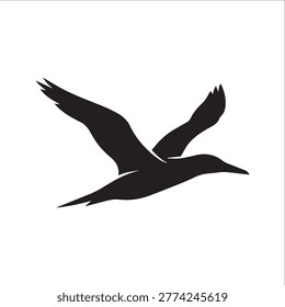 Graceful seabird silhouette in flight vector for coastal graphic projects