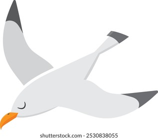 Graceful seagull soars elegantly with gray wings and an orange beak, capturing nature beauty and wild freedom above the ocean