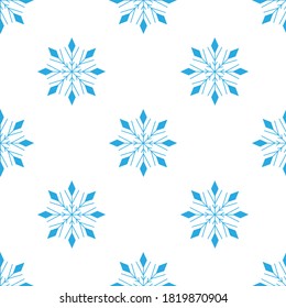 Graceful seamless pattern from cute snowflakes on a white background. Winter elements in a flat style for cards, wrapping paper, fabric, wallpaper and more. Stock vector illustration for design 