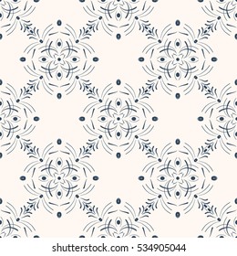 Graceful  seamless pattern with floral and geometrical ornament in a retro style.  vector illustration.