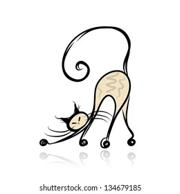 Graceful siamese cat for your design