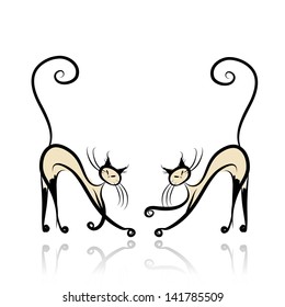 Graceful siamese cats for your design