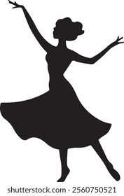 Graceful Silhouette of a Dancing Woman